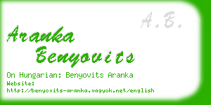 aranka benyovits business card